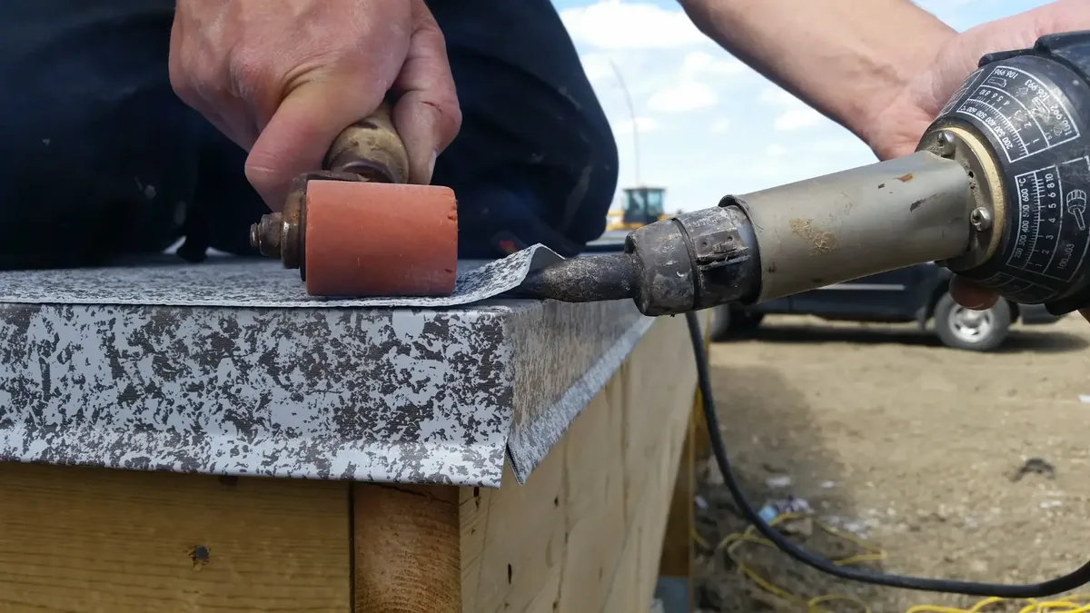 Vinyl decking installation close-up Saskatoon