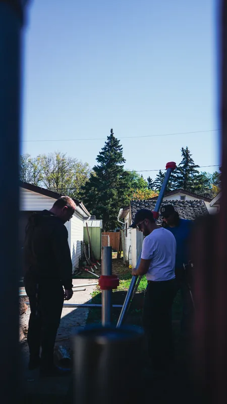 Pipe pound post system fence Saskatoon