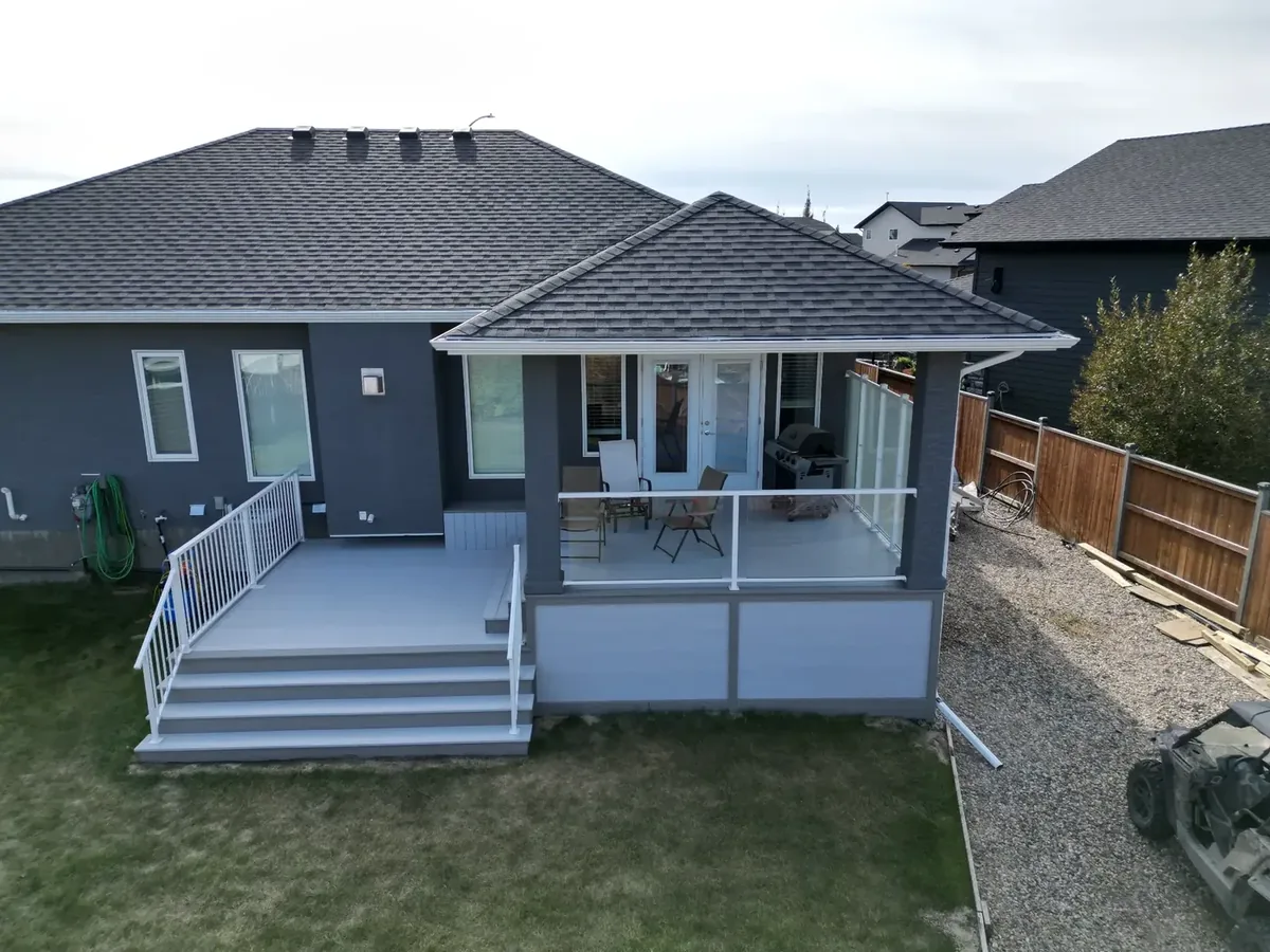 Full rear view of completed deck rebuild Warman SK